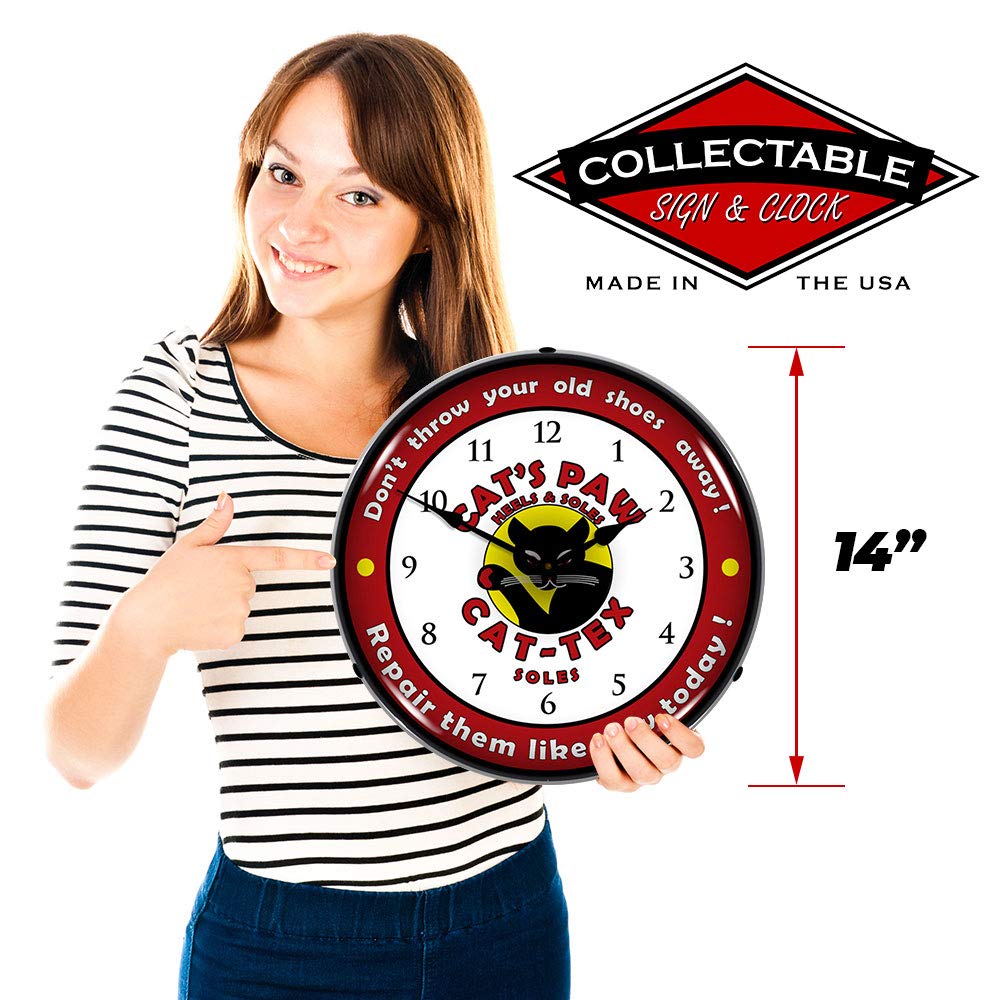 Amazon.co.jp: Cat's Paw Cat-Tex ヒール&ソール LED壁掛け時計 レトロ