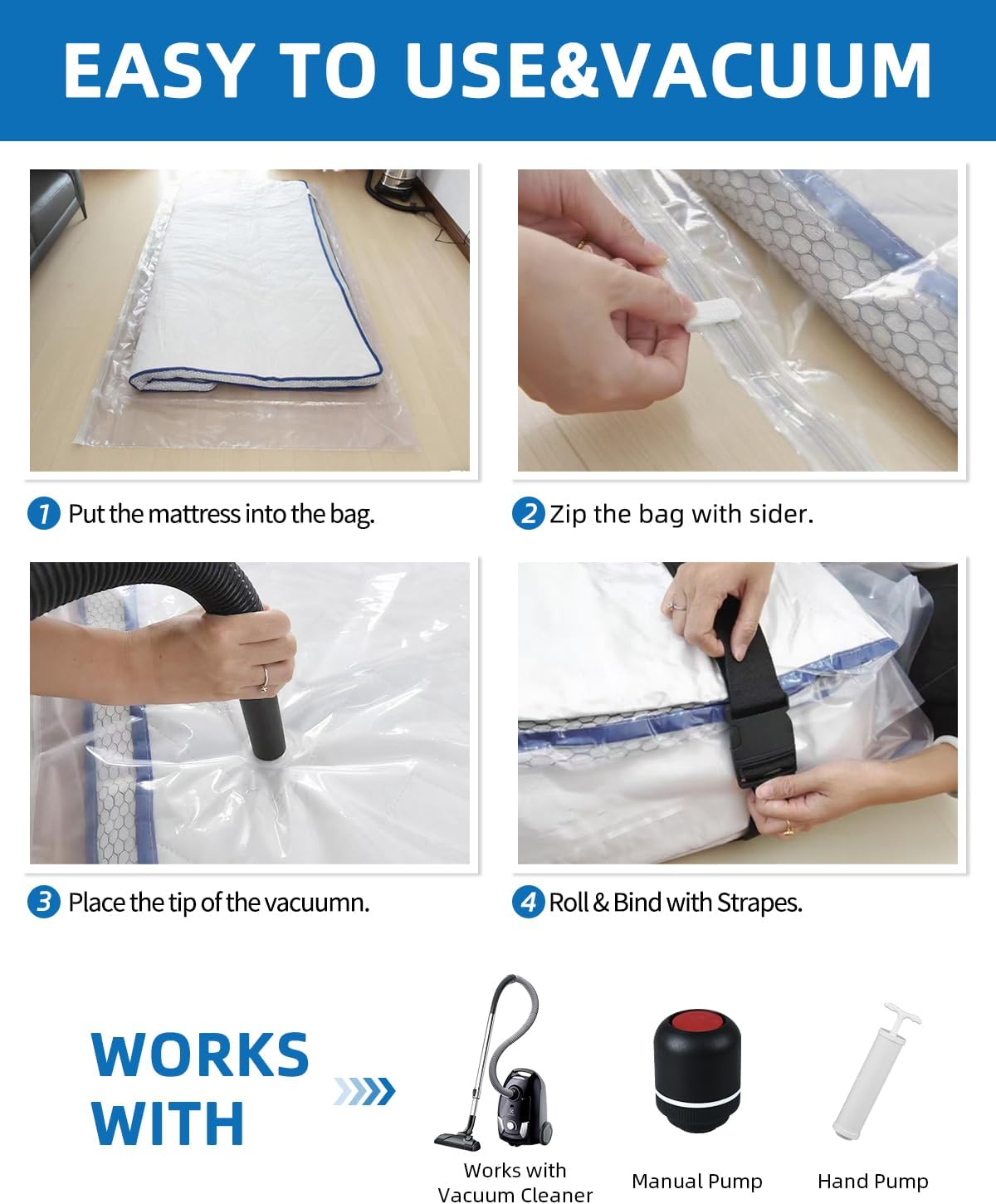 Mattress Vacuum Bag for Moving,Mattress Vacuum Seal Bag with Straps, Heavy Duty Mattress Storage Bag,((1 Queen/Full/Full-XL)
