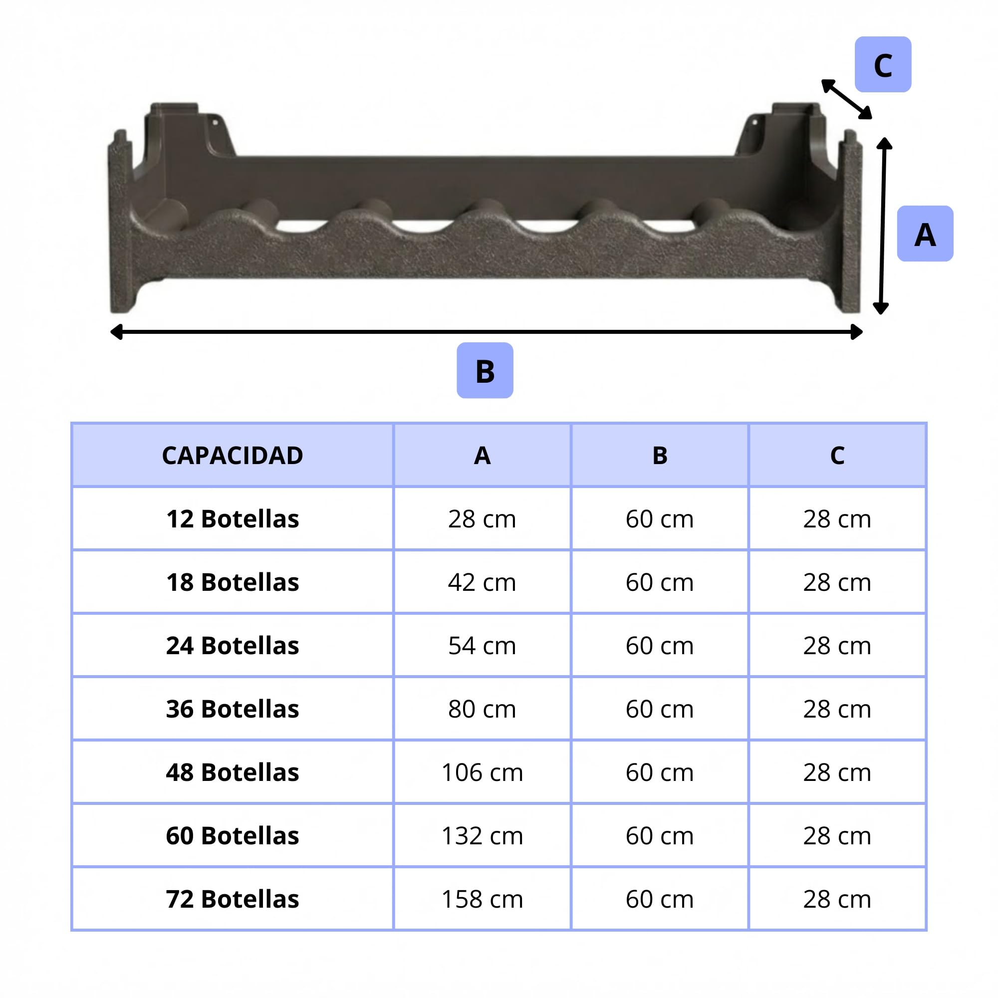 CookandSupply x TheWV Botellero Vino Plástico Modular Apilable, Vinoteca Efecto Piel Martillada, 6 Botellas por Módulo, Estantería Vinos Ahorra Espacio - Marrón Corten, 72 | CookandSupply x TheWV, estante para botellas modular apilable, armario 6 botellas