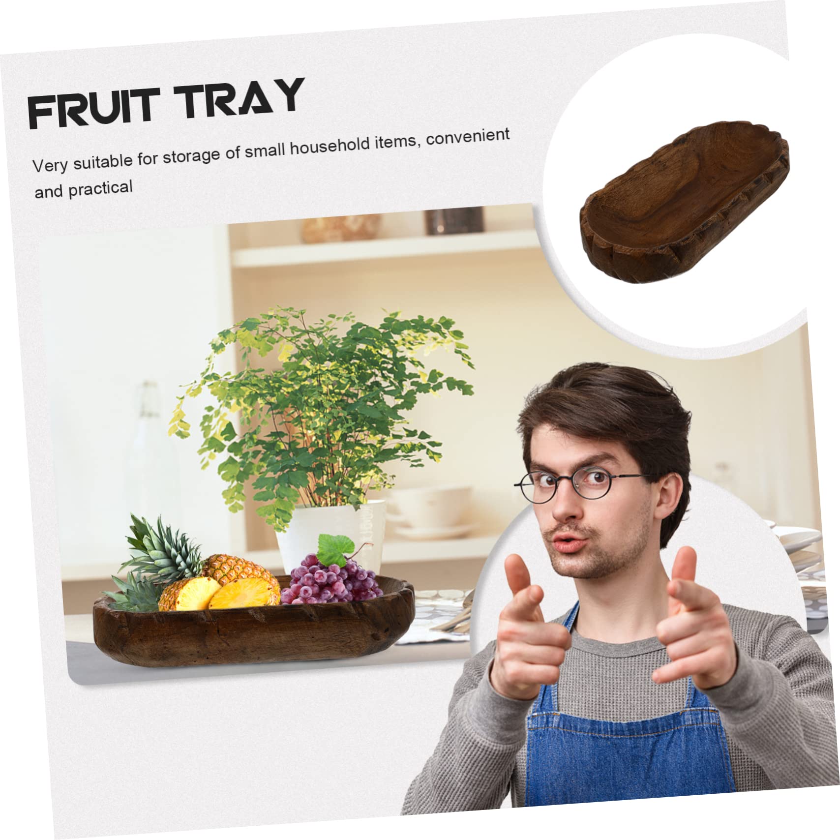 Cabilock 1pc Wooden Wavy Edges Fruit Dish Serving Plate for Fruits Dried Snacks Natural Wood Home Decor Storage for Small Items