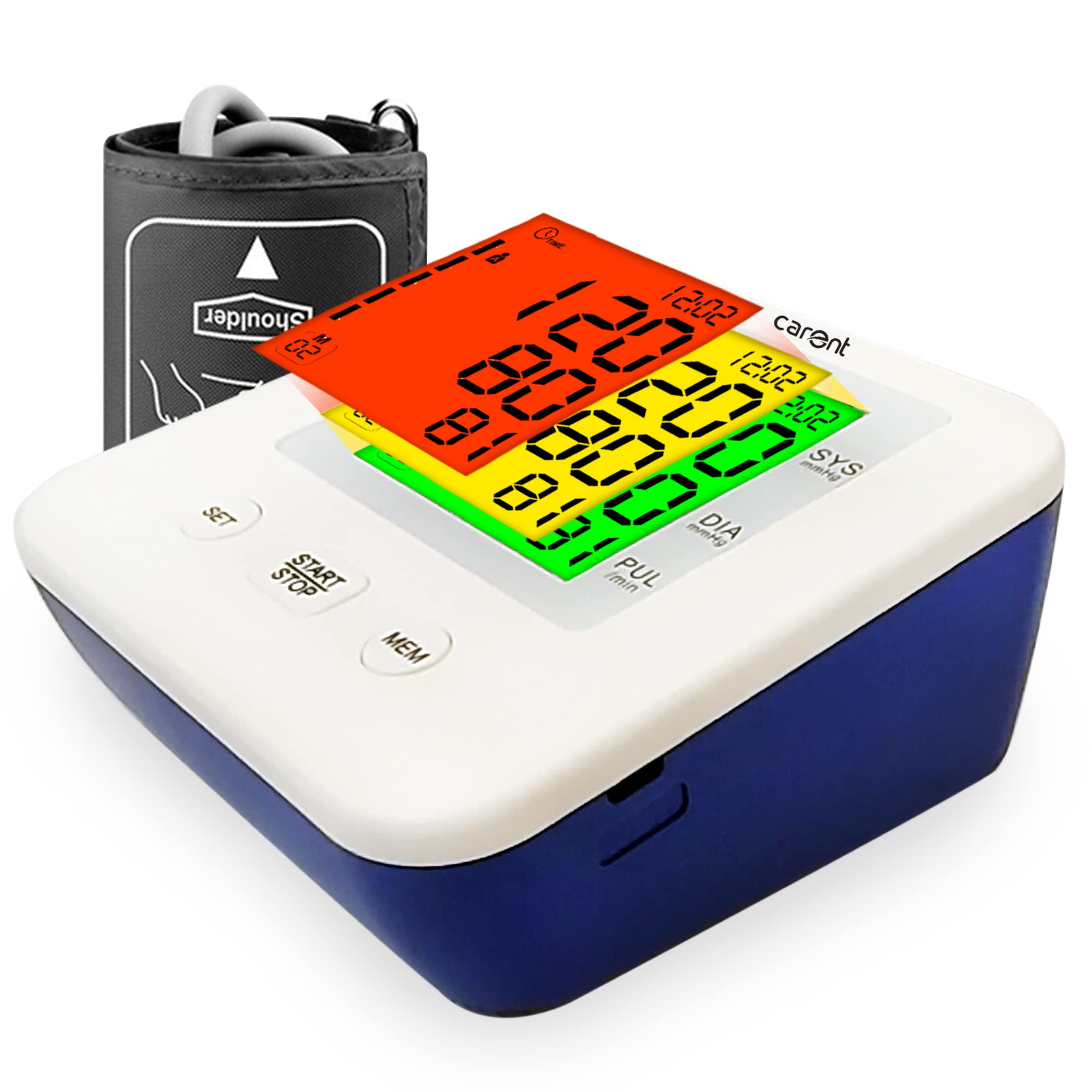Carent Bp-56 Fully Automatic Digital Arm Blood Pressure Monitor | Smart & Intelligent BP Monitor with 3 Years Warranty | 3 Color Mode, Multicolour
