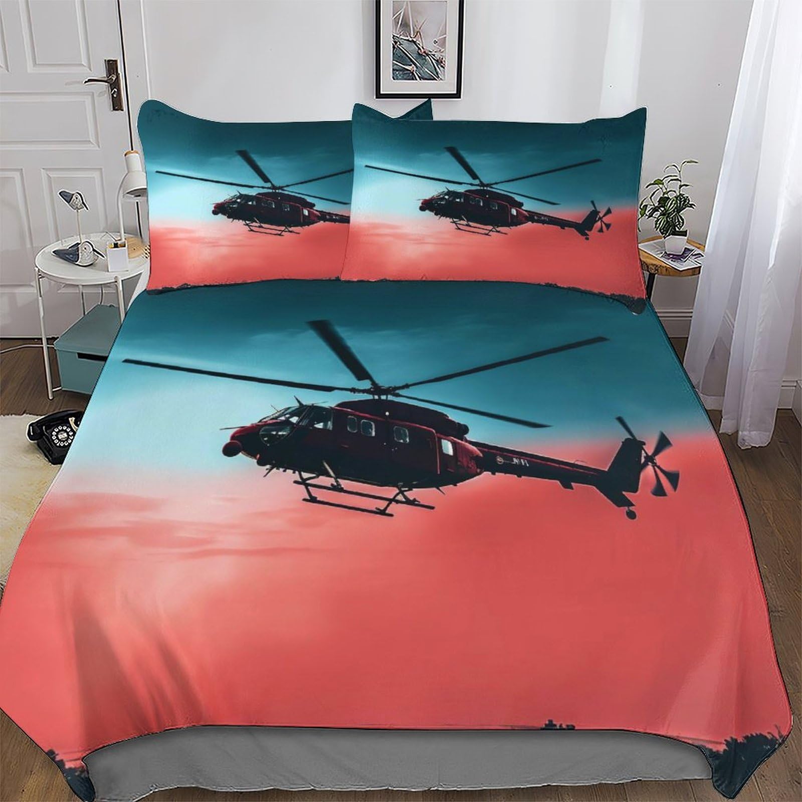 Hélicoptère ensemble de lit 3D pour la chambre des enfants, parfait pour des rêves d'aventure