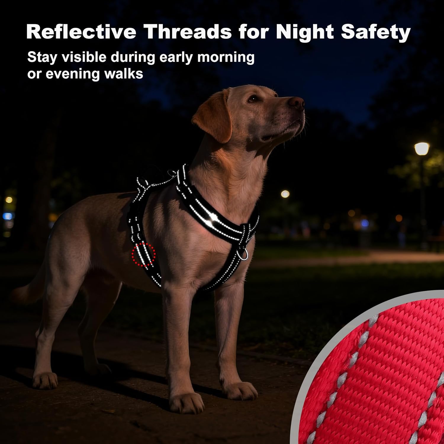No Pull Dog Harness with Handle, Soft Mesh Padded Adjustable for Small Medium Large Dogs | Reflective Easy Walk Harness with Front Clip for Training, Running & Outdoor (Red, XL)