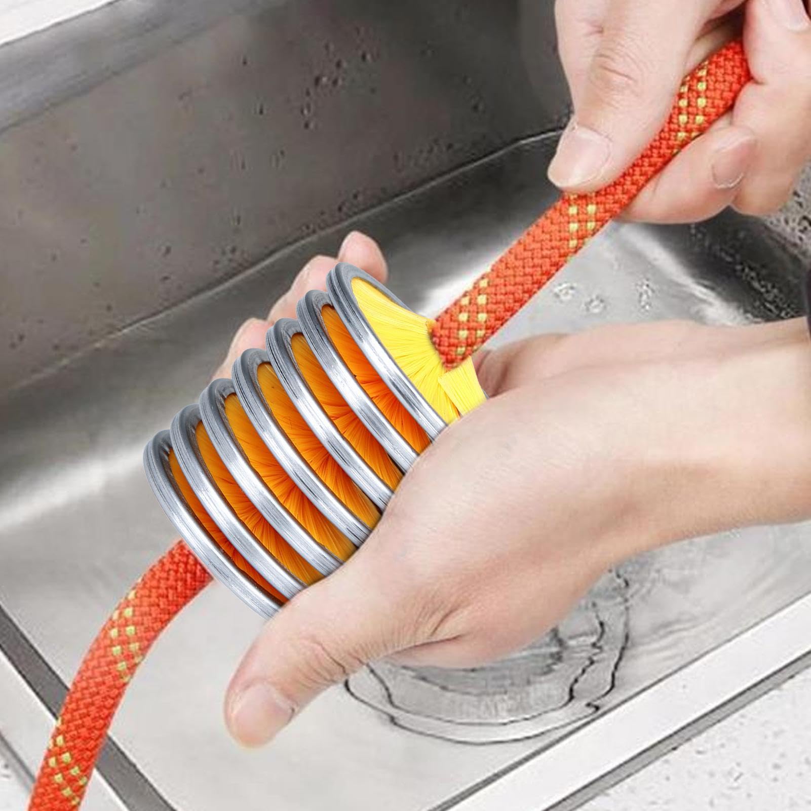 Generico Cepillo limpieza cuerda escalada | anillo exterior acero inoxidable cerdas nylon 5 cm 92 g herramienta lavado diámetro 8-13 mm | Equipamiento alpinismo mantenimiento