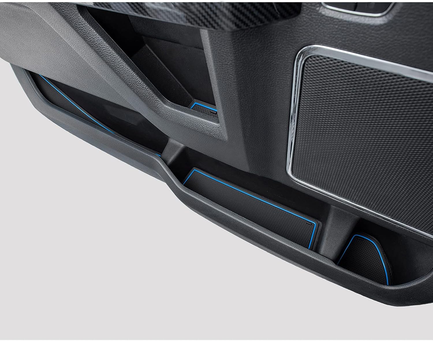 JDMCAR Liner Accessories Compatible with Ford F150 2015 2016 2017 2018 2019 2020 Premium Cup Holder, Center Console, and Door Pockets Rubber Inserts Kit (Bucket Super Crew) (Blue Trim)