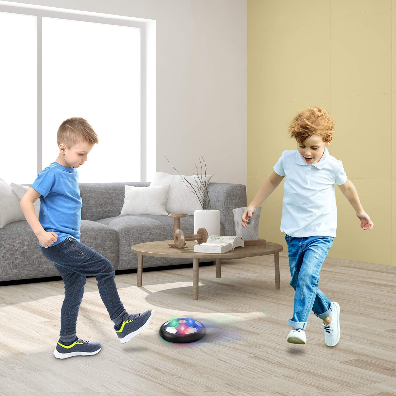 Cemirk Football Gift for Boys Indoor Hover Football Game Toy with Foam Bumper and LED Lights, Glides on Hard Floor - for Kids Aged 3-12 - Image 3