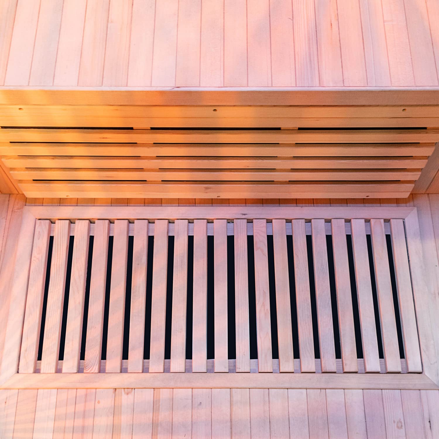 Dewello® Infrarotkabine Infrarotsauna Kingston 130cm x 105cm für 1-2 Personen aus Hemlock Holz mit verstellbaren Vollspektrumstrahlern, LED-Farblicht, Bluetooth, FM,MP3,USB