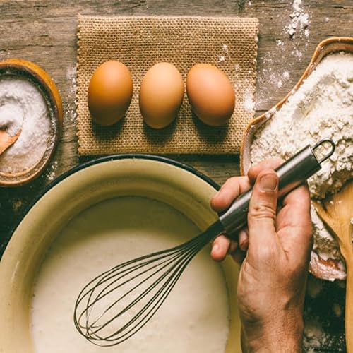 Miniatura 7 de Batidor de globo de acero inoxidable, batidor de alambre de 10 pulgadas, batidor de mano para mezclar, batir, batir y remover el separador de huevos