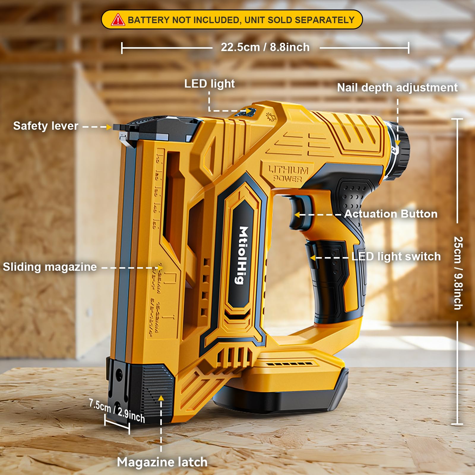 Clavadora inalámbrica compatible con batería Dewalt, pistola de clavos 2 en 1 calibre 18 de 5/8 a 1-1/4 pulgadas con 2000 clavos para carpintería de madera, solo herramienta, sin escobillas, 2 modos