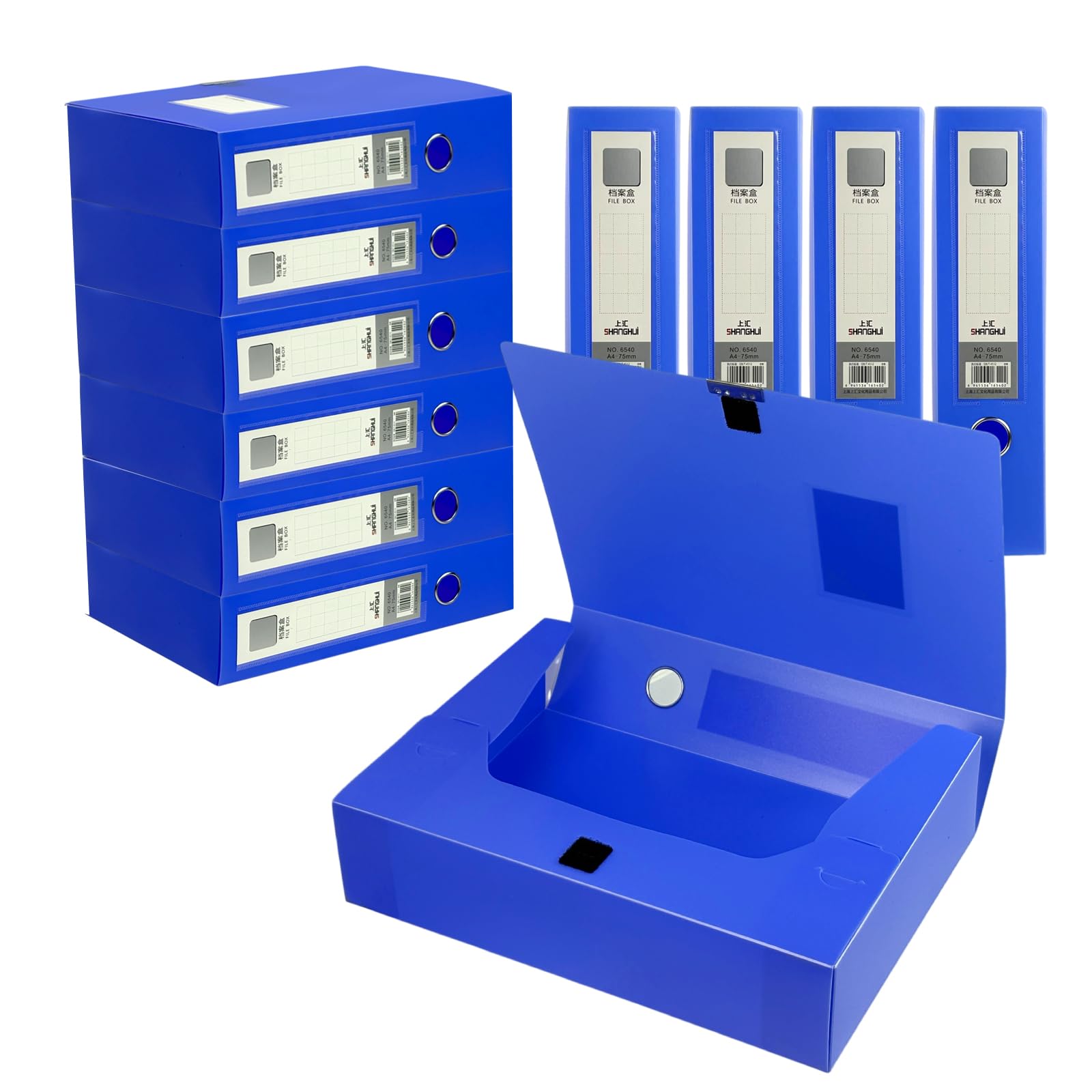 YUTRONE Box Files Pack of 10 A4 Blue Box File Plastic Filing Boxes 75mm Spine, Waterproof Foolscap Folders for Paperwork A4 Document Storage