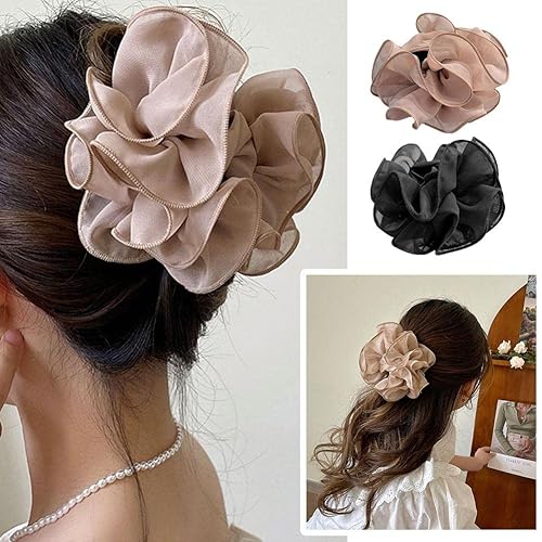 Miniatura 4 de Corea estilo simple horquilla nuevas mujeres grandes Rose Clips flor garra accesorios de tela pinzas de mandíbula cinta N9w6