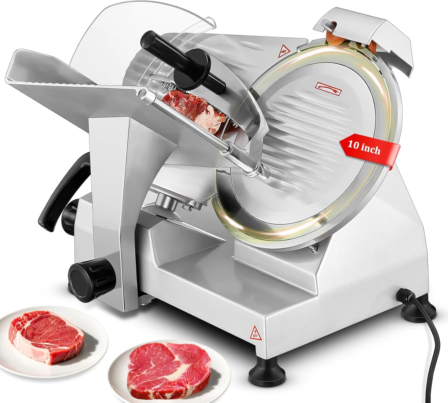 Meat Slicer Commercial, 10 Inch 240W Electric Food Deli Slicer,Premium Chromium-plated Steel Blade, Semi-Auto Meat Slicer for Home Use Meat Slicer Commercial, 10 Inch 240W Electric Food Deli Slicer,Premium Chromium-plated Steel Blade, Semi-Auto Meat Slicer for Home Use
