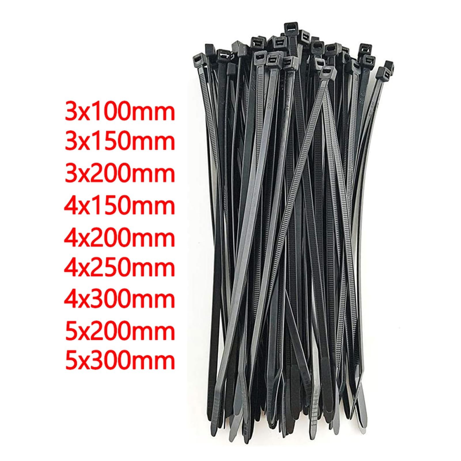 Bridas para Cables, Brida de Nylon Plástico Autoblocante 100 PCS(Black,3x150mm)