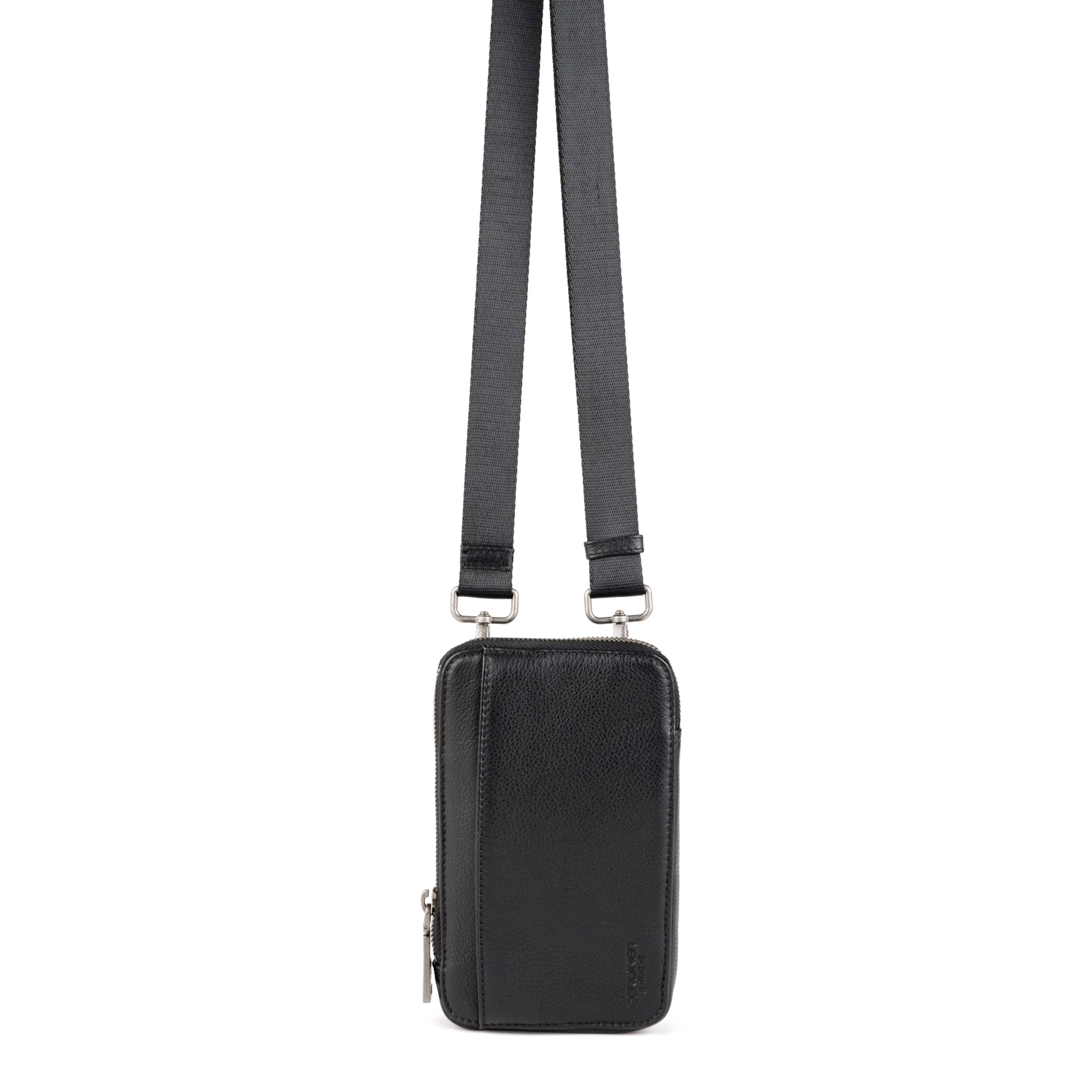 Berliner Bags Premium etui na telefon komórkowy Prague, małe Crossbody ze skóry, torba na ramię z portmonetką, dla kobiet i mężczyzn - czarna