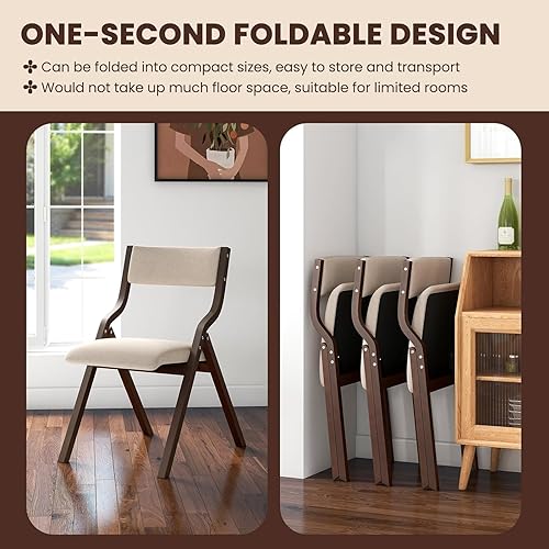 Miniatura 6 de LDAILY Moccha - Silla plegable, sillas de comedor plegables sin montaje con almohadillas deslizantes, sillas plegables con asientos acolchados de