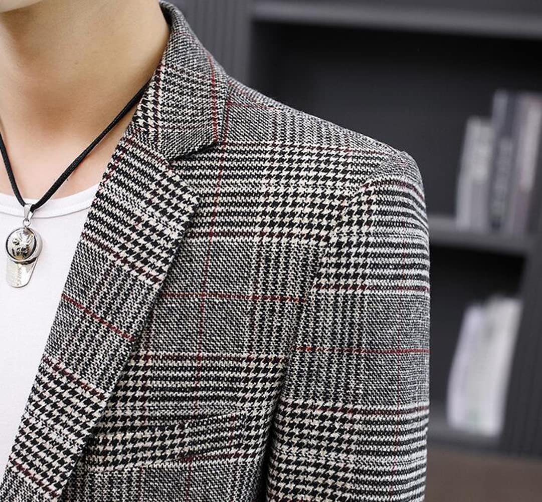 Marynarka męska wąska marynarka męska w kratkę pasuje do jednego guzika marynarka męska elegancka forma na wesele biznesowe wieczór, czarny, M