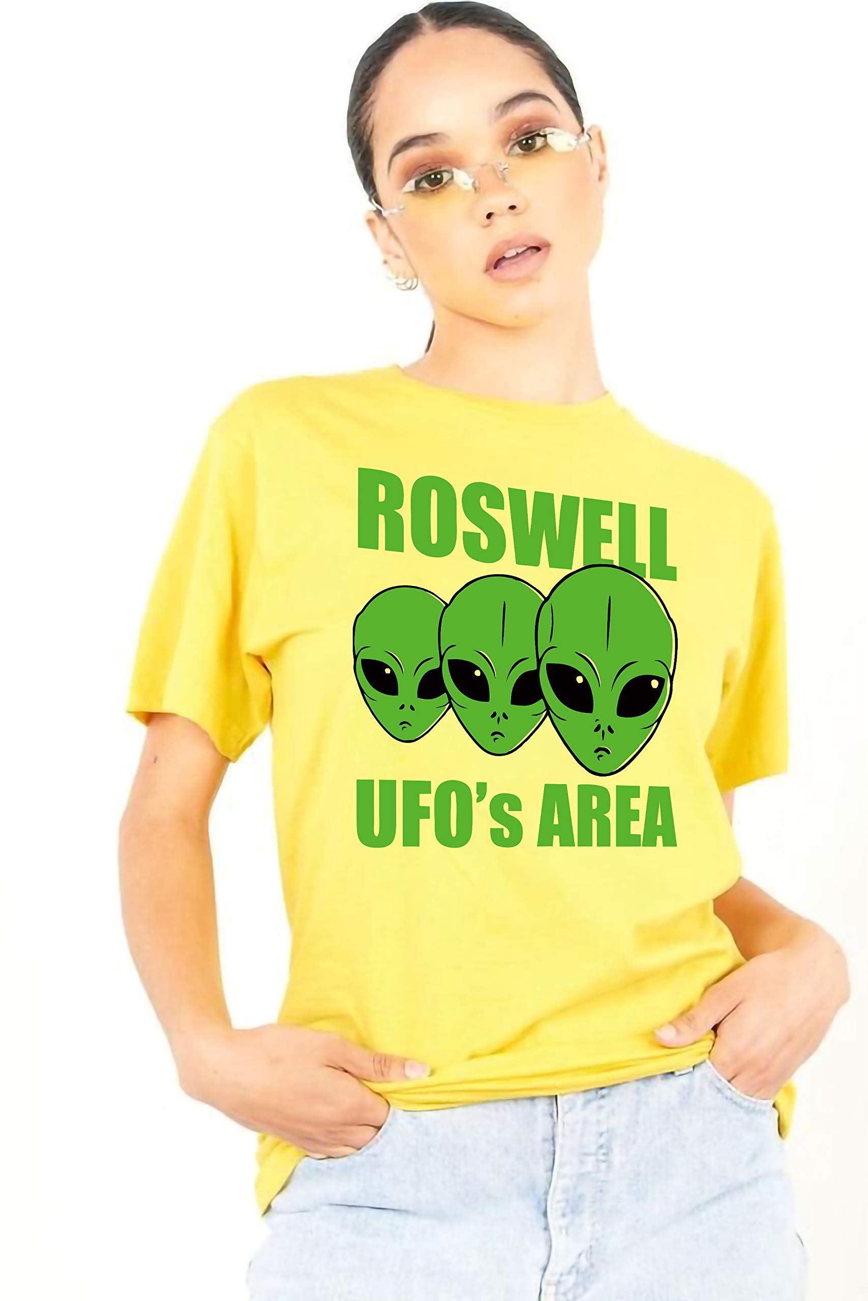 GenericLoose Fit Rosswell UFO Alien Tshirt for Women
