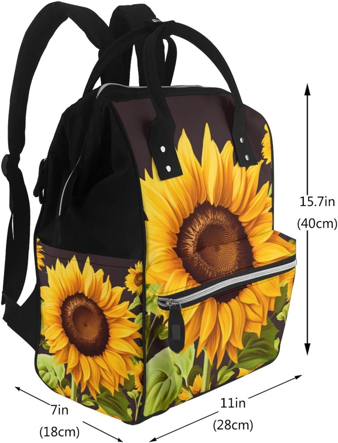 Beautiful sunflower Diaper Bag Large Capacity Travel Backpack image 2