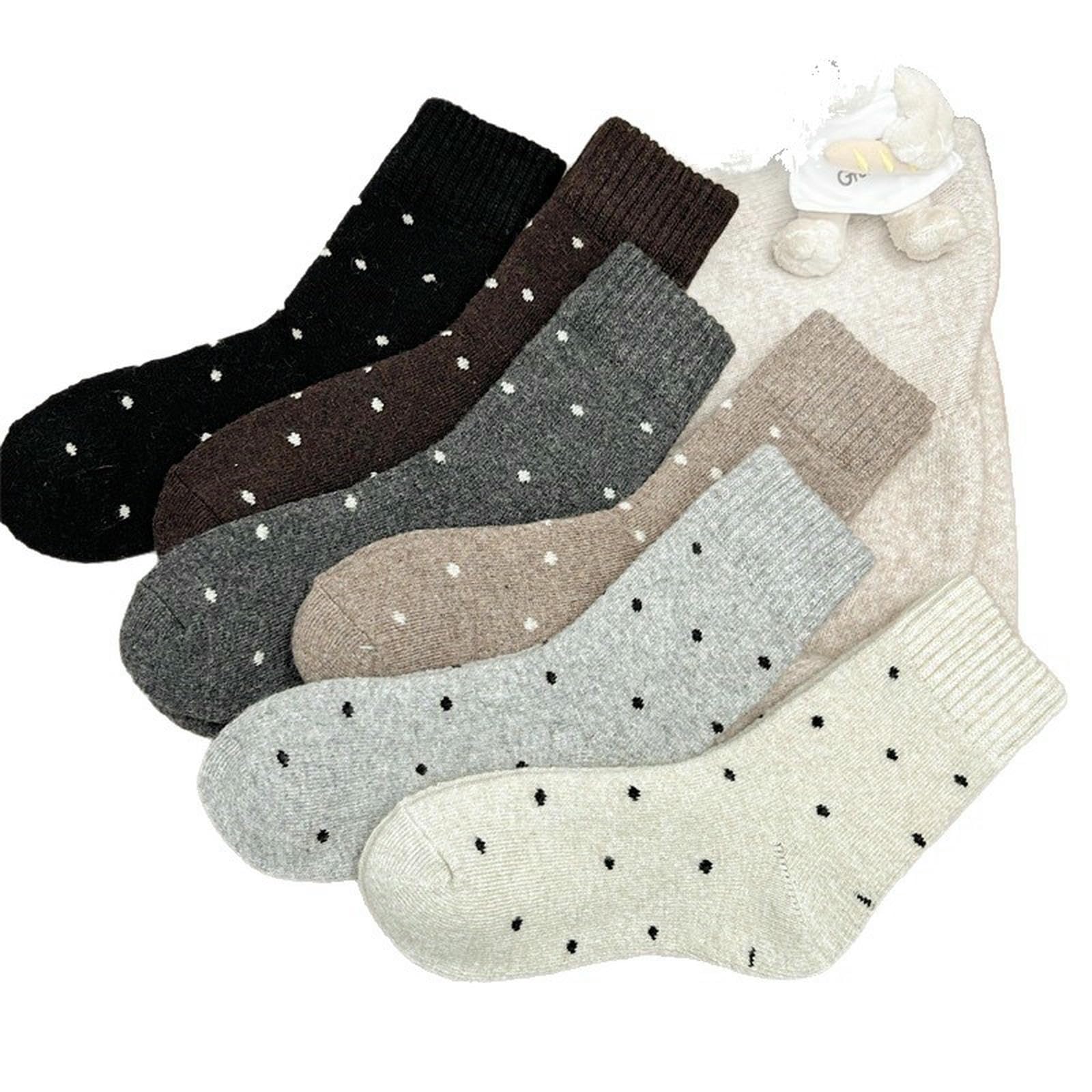 Calcetines de invierno peluche térmicos y gruesos antifrío para mujer diseño retro de lunares