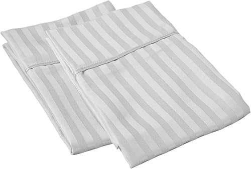 Miniatura 4 de Fundas de almohada de algodón peinado de 600 hilos (paquete de 2) tamaño estándar de 20 x 26 pulgadas, color gris elefante liso