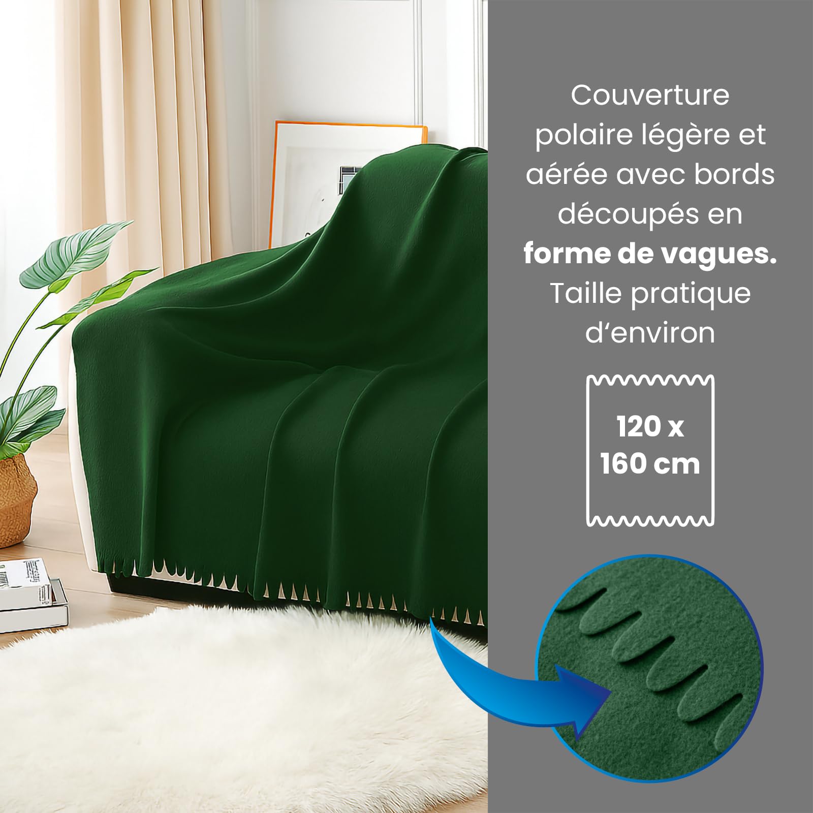 wometo Lot de 16 couvertures polaire Wave - 120 x 160 cm - Certifié Öko-Tex