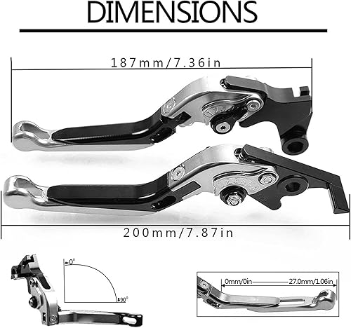 Miniatura 2 de Accesorios de motocicleta Ajustable Plegable Extensible Palanca de Embrague de Freno Manillar Manillar Agarraderas Tapón CNC para Kawasaki Z300 para