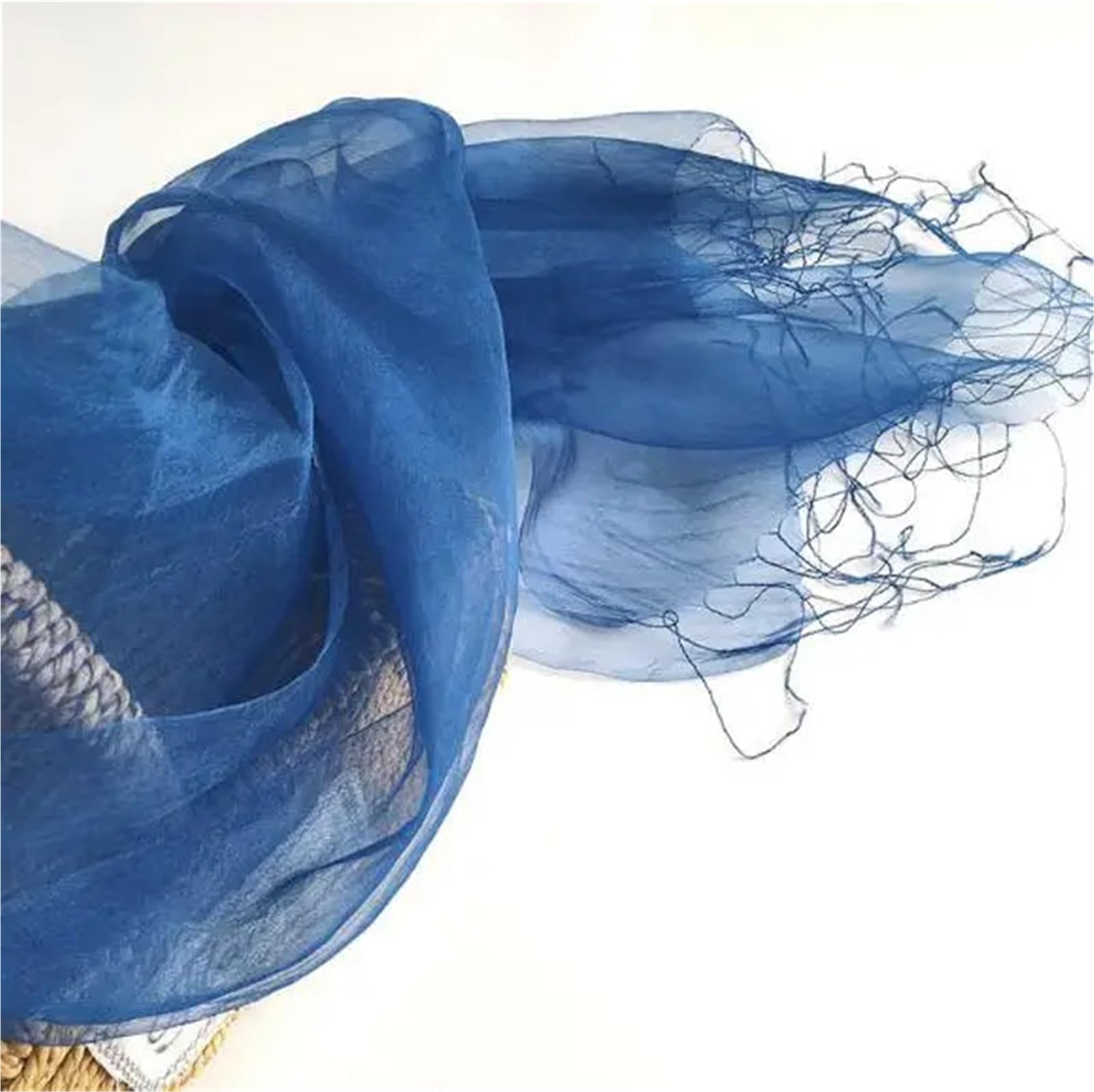 Primaverile Grande Leggera Sciarpa di seta da donna colore blu scuro lunga con scialle semplice alla moda