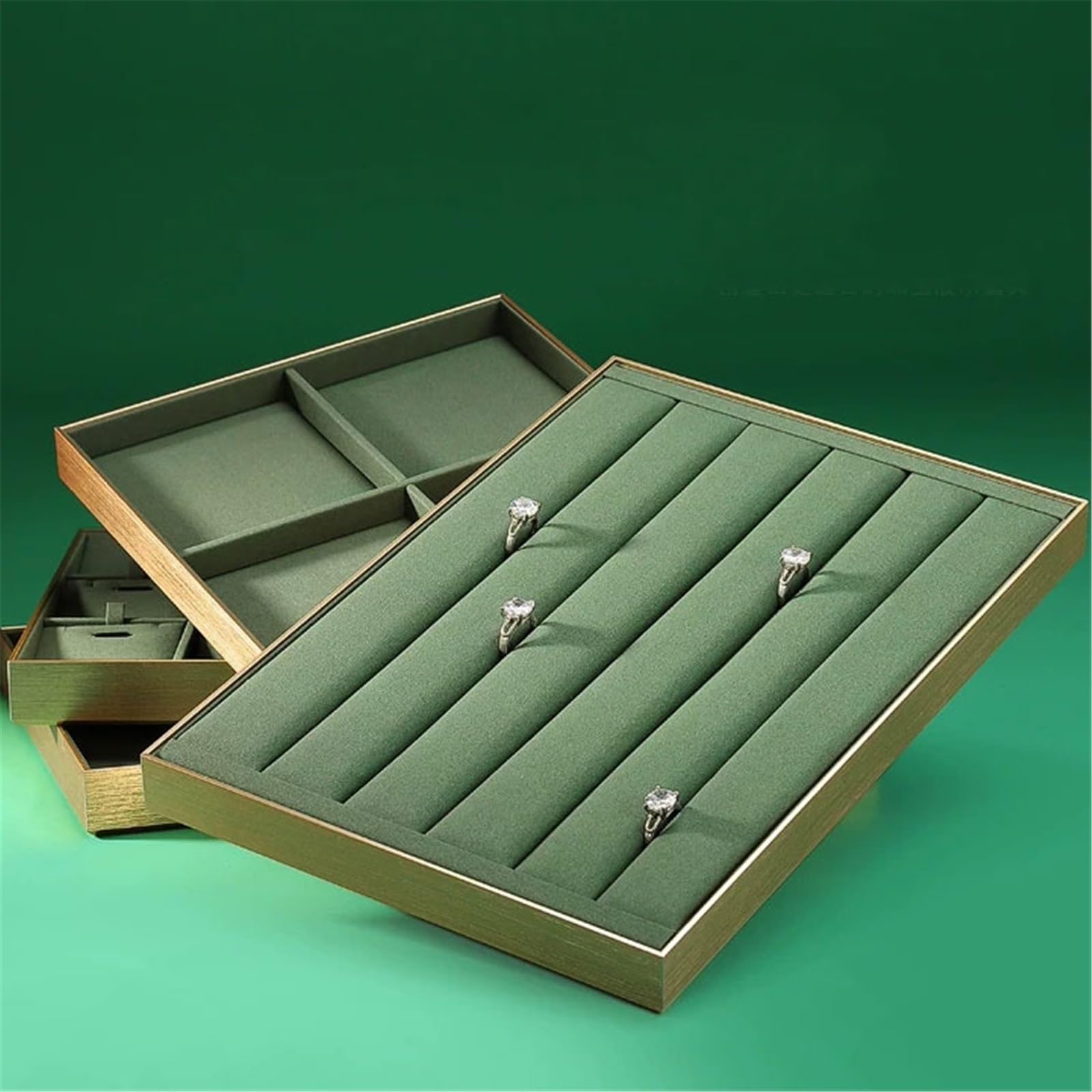 Stojak na biżuterię Microfiber Rings Holder Tray with Metal Frame