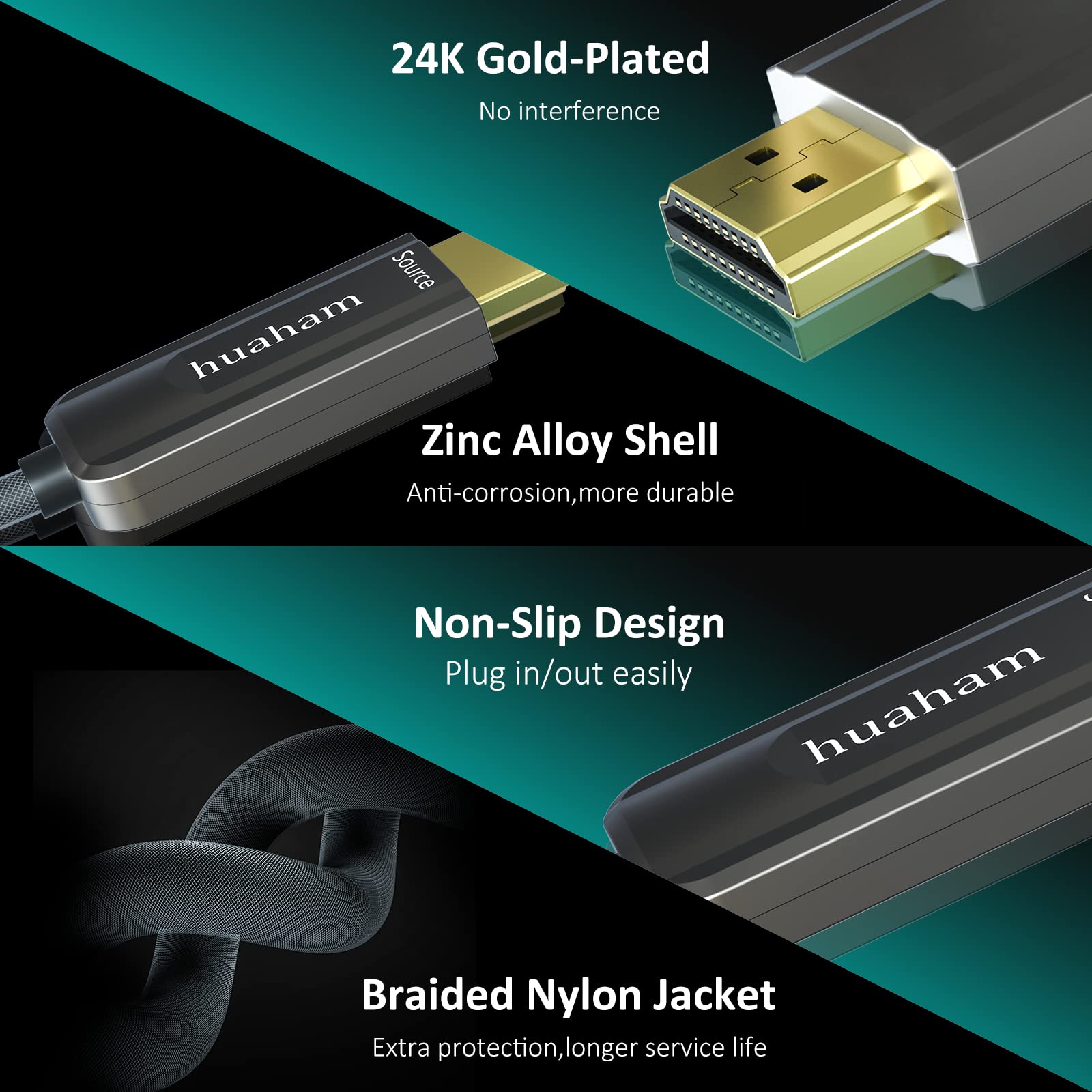 Cable HDMI 2.1 de fibra óptica 8K, 20 m, nailon trenzado 8 K, cable HDMI ultra alta velocidad 48 Gbit/s, compatible con 8K60Hz, 4K120Hz, HDR dinámico, compatible con EARC, PS5, Xbox, Apple TV, Sony,