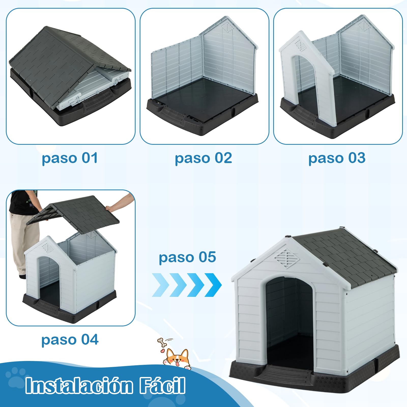 GYMAX Jaula de Madera para Hámster, Hámster con Estante con Rampa, 5 Plataformas, Ventana de Acrílico Transparente, Patas Elevadas, Estante, para Erizos, Lagartijas