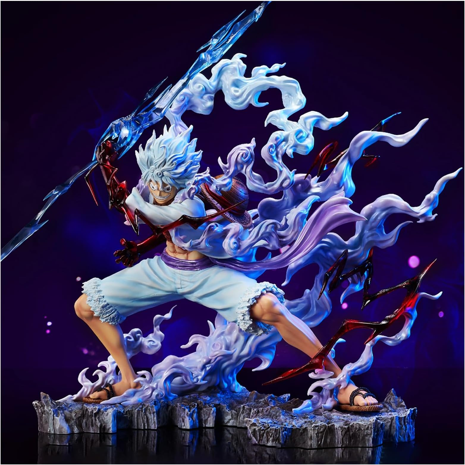 YeShu Gear 5 Luffy Figure Monkey D Luffy Action Figure Anime Statue Toy Birthday Gift PVC (No Lamp)
