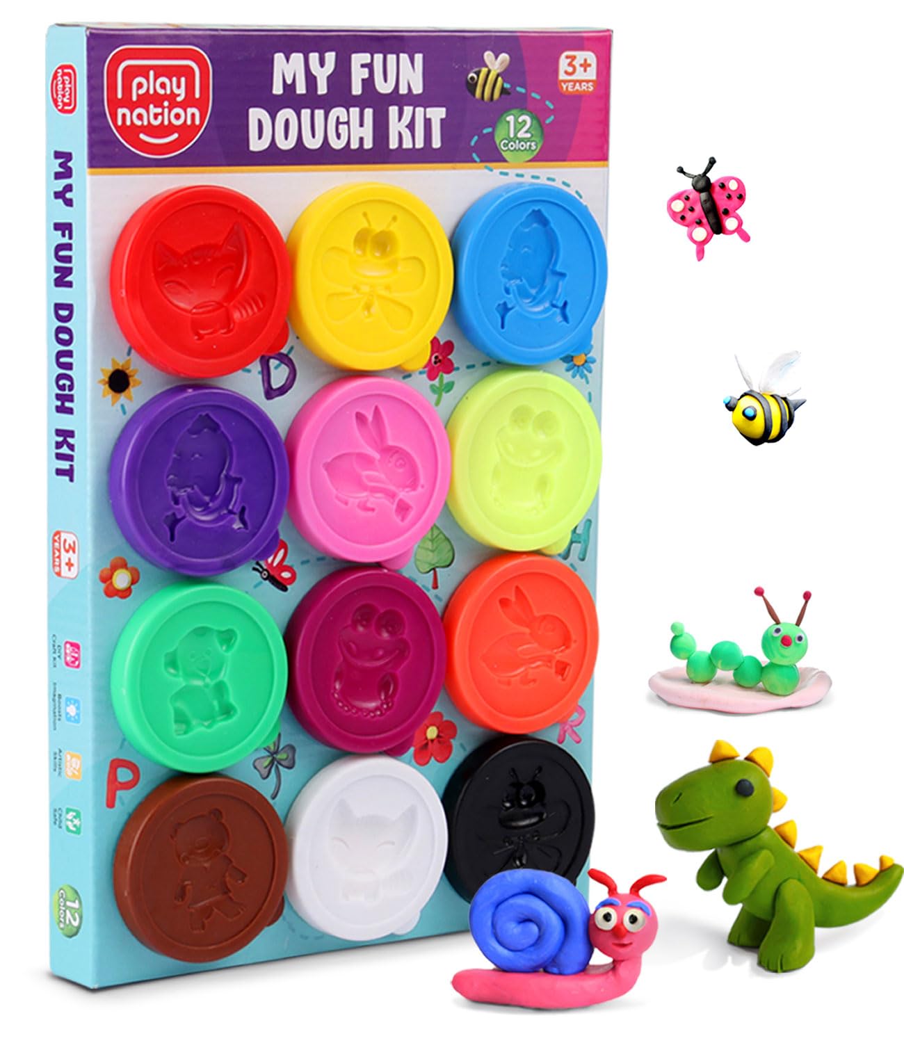 Play Nation Premium Dough Clay Set for Kids, Vibrant Colors, Creative  Designs, Plastic Moulds, Art Craft Activity, Birthday Gift Toys for Boys