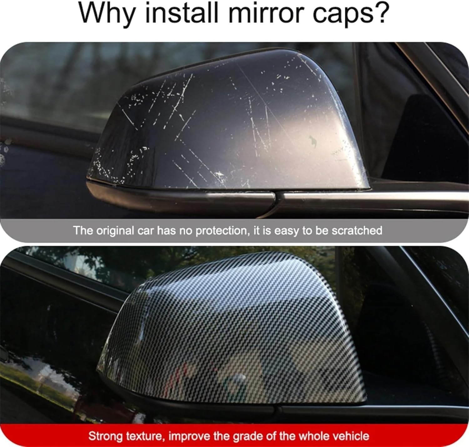 Kiyah Compatible for Tesla Model Y 2019-2022 Car Rearview Side Mirror Cover Wing Cap Exterior Door Rear View Case Trim Carbon Fiber Look Black (Color : Carbon Fibre)