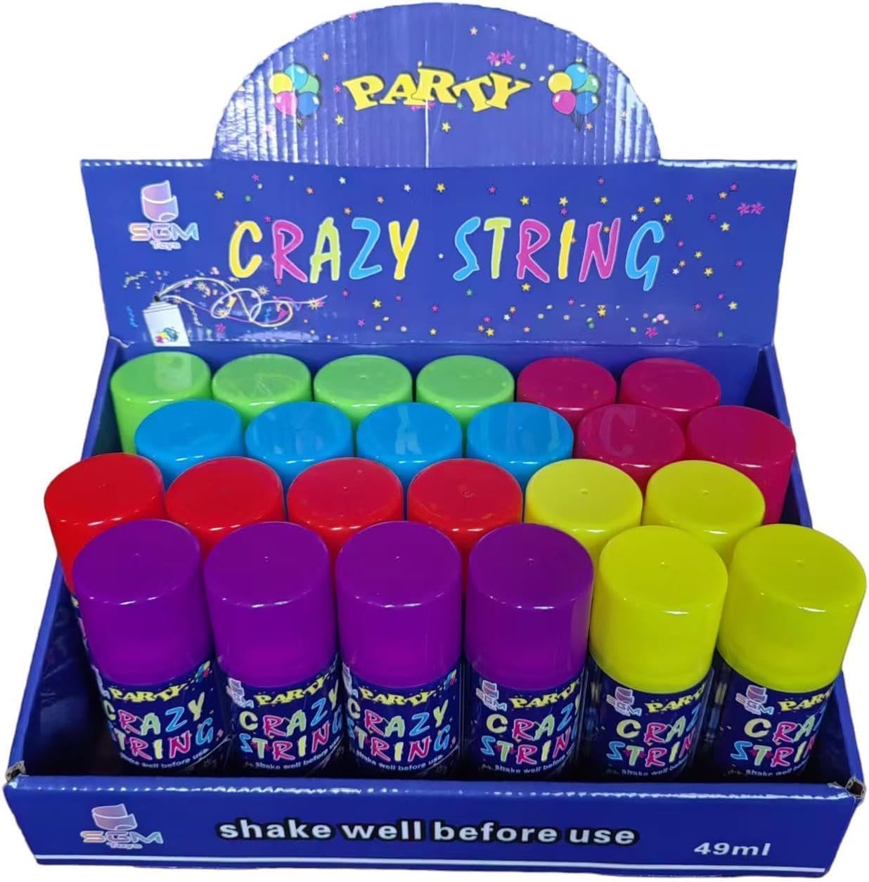 96 x SGM Crazy String String Spray for kids, Children's Birthday Parties Celecbration Occassions Fun Celebration Crazy Streamer Mixed Colours CT0380