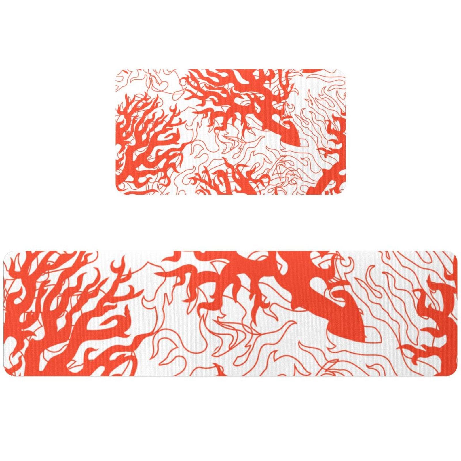 Tapis de cuisine motif corail lot de 2 pour embellir votre cuisine et buanderie