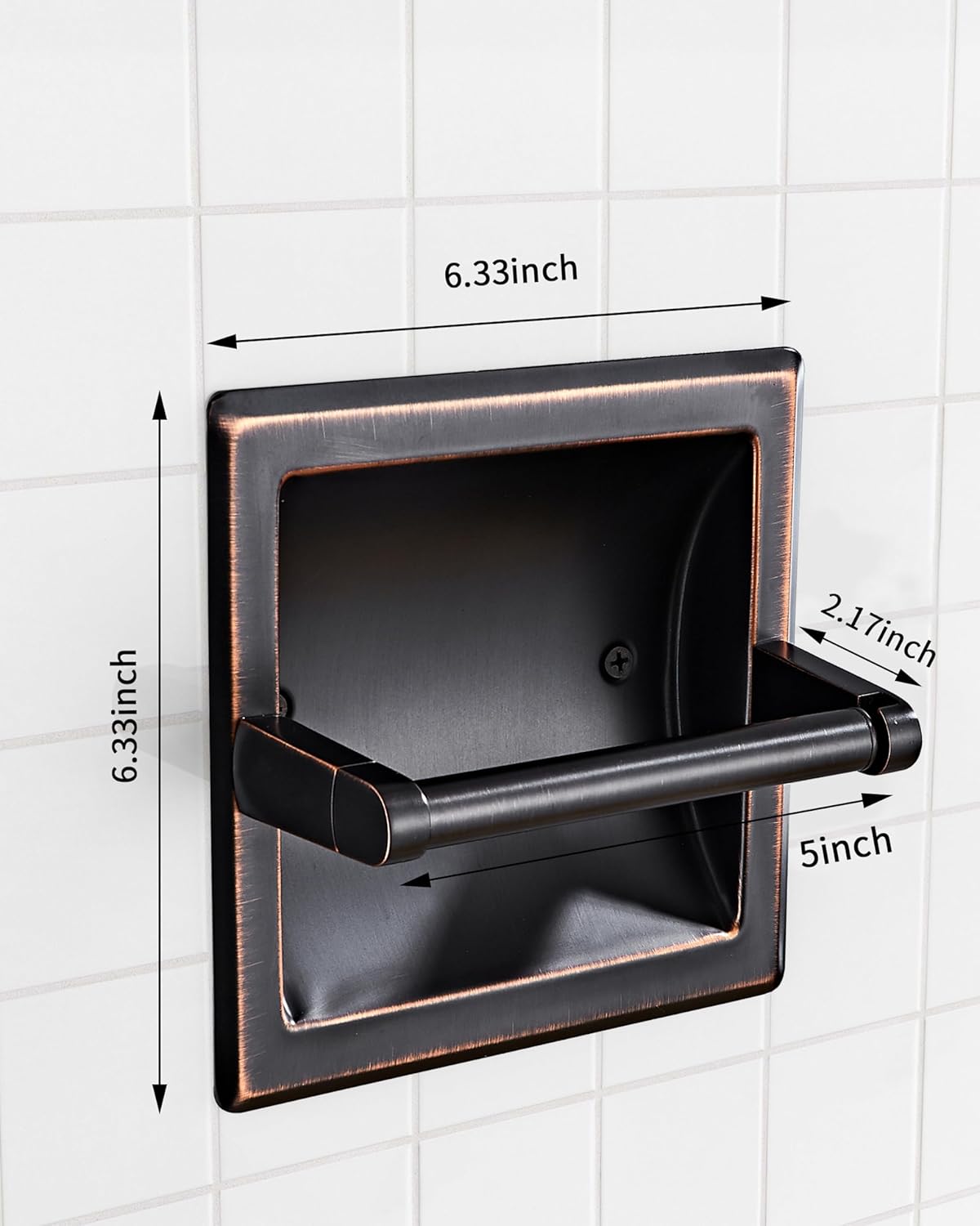 Recessed Oil Rubbed Bronze Toilet Paper Holder, Wall Mounted Heavy Duty Pivoting Toilet Paper Roll Holder with Rear Mounting Bracket in Wall, Easy lnstallation, Stainless Steel ORB