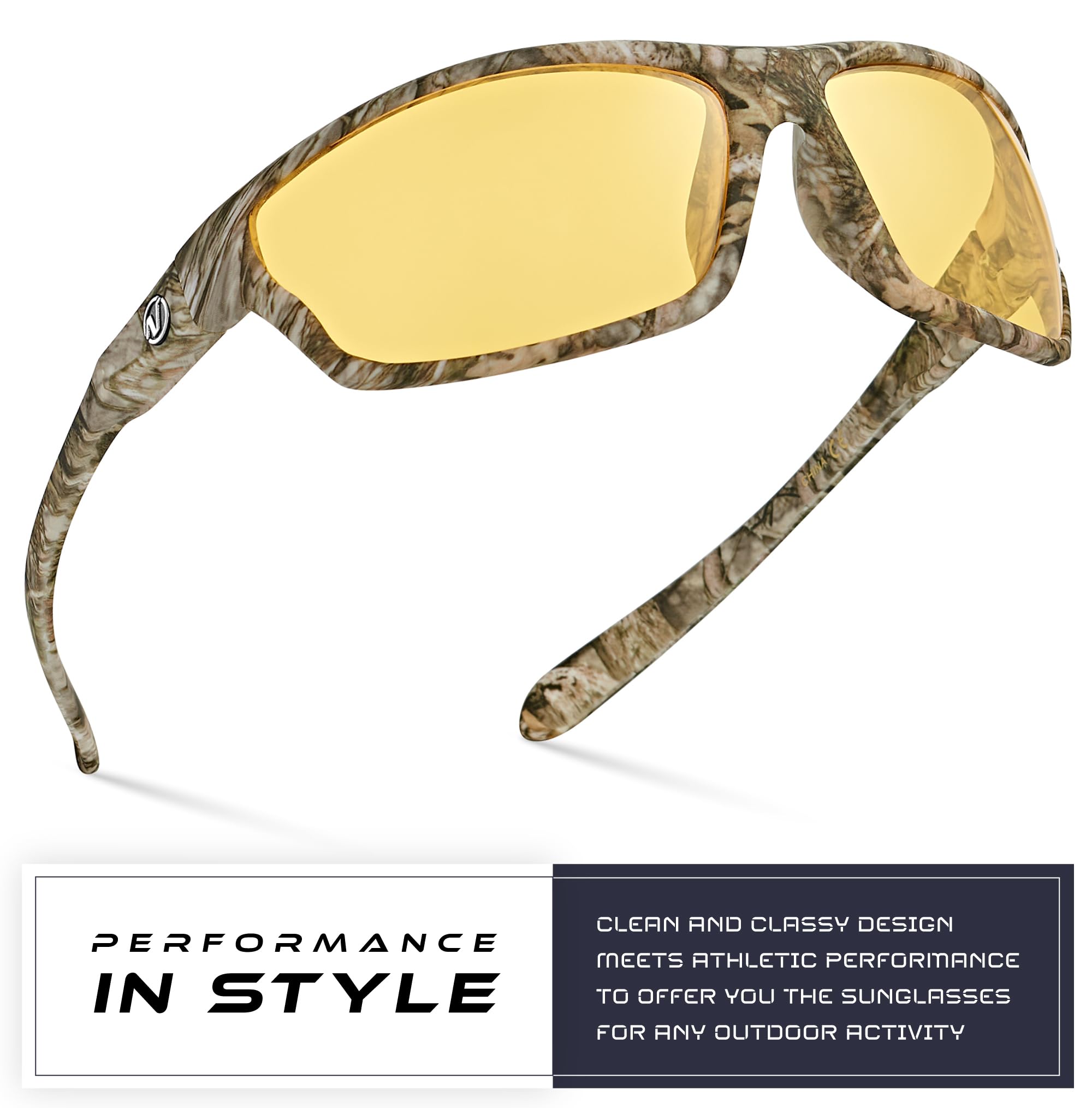 Nitrogen Gafas de sol deportivas polarizadas para hombre y mujer, protección UV400, camuflaje mate, conducción nocturna amarilla, talla única