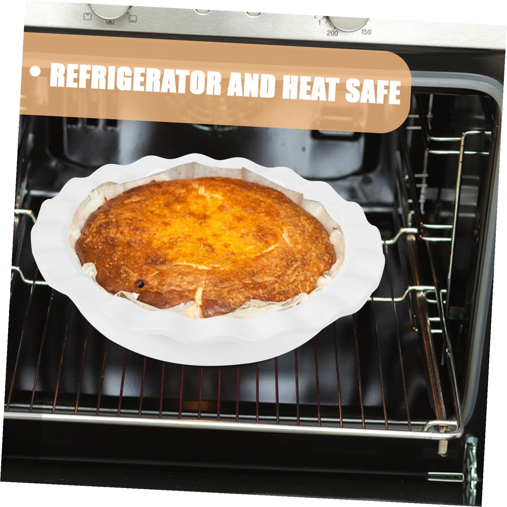 HEALLILY Teglia da Forno per Pizza Rotonda in Ceramica Antiaderente Bianca