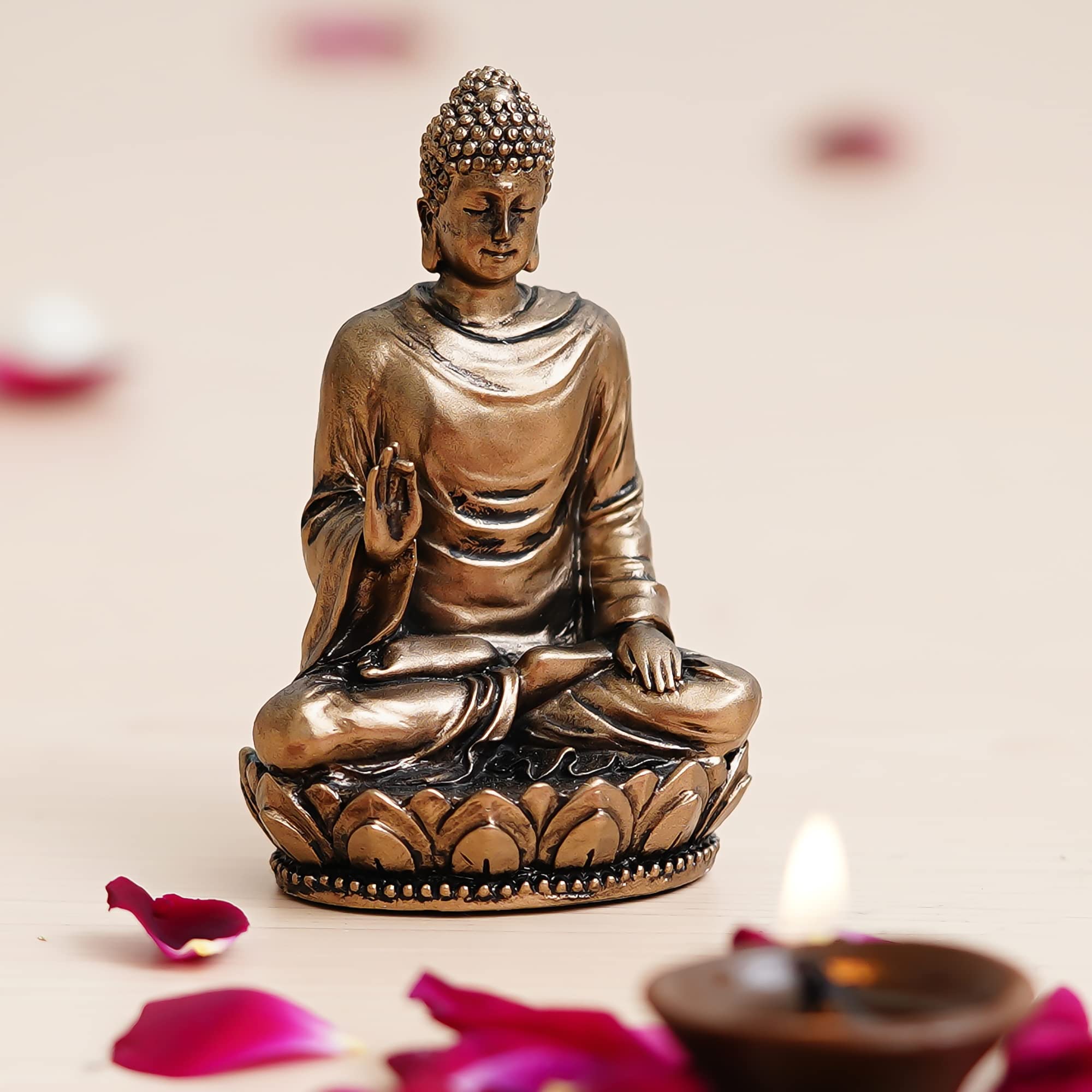 eCraftIndia Bronze Finish Lord Buddha Resin Statue