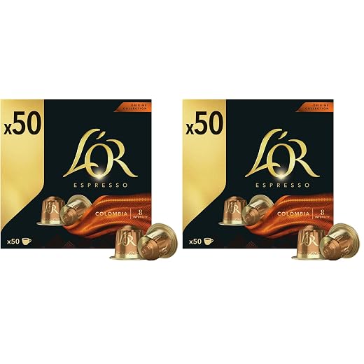 L'OR Espresso Coffee Capsules Colombia | Intensity 8 | 50 Nespresso Compatible Capsules (Pack of 2)
