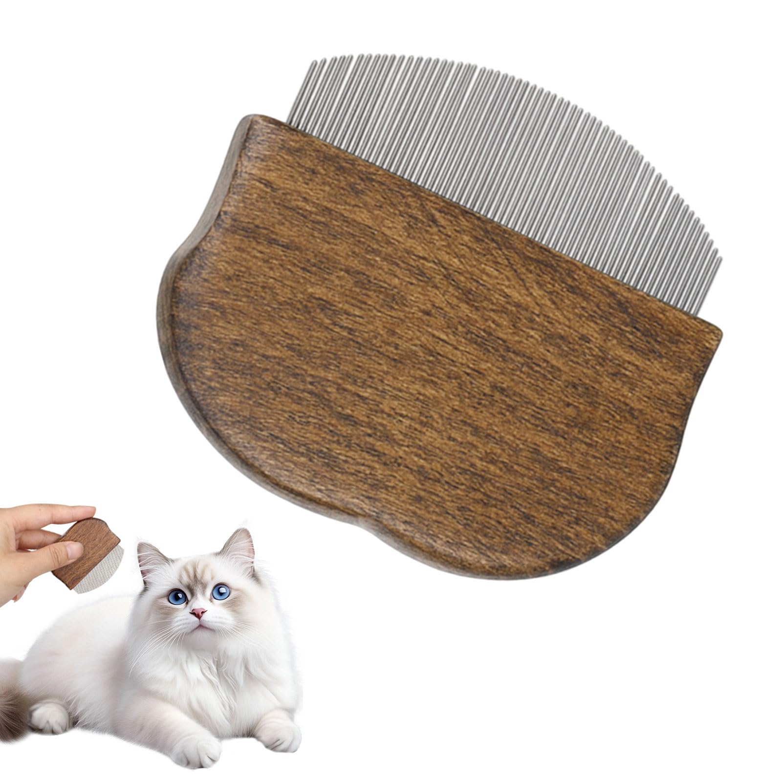 Jafaharug Cat Flea Comb, Lice Comb for Dogs, Metal Flea Comb with Wooden Handle, Pet Grooming Comb for Long and Short Hair, for Removing Fleas, Ticks and Loose Hair (Wood/Metal)
