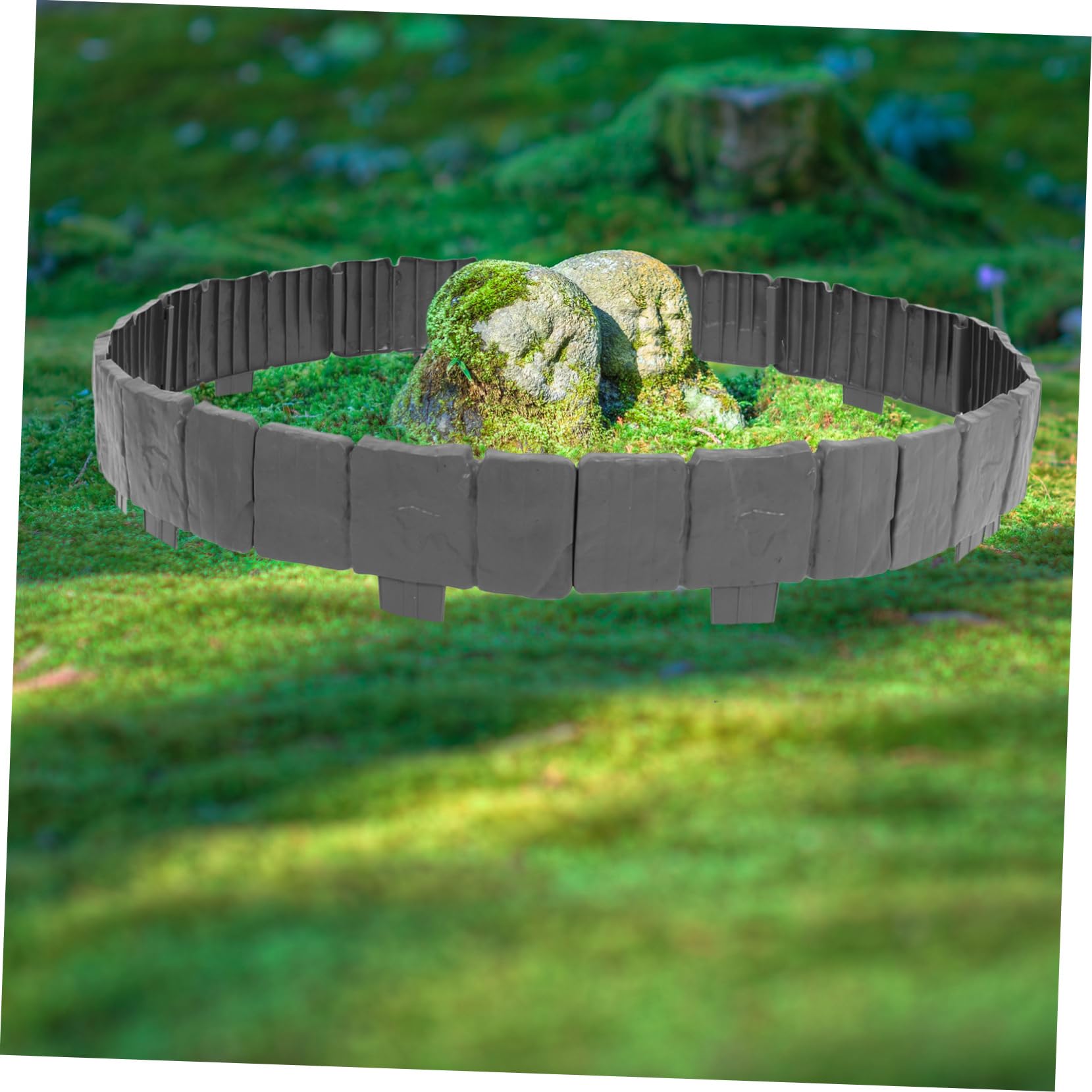 Borde de Jardín Decorativo de Piedra Artificial en PVC Diseño Simple y Elegante, Fácil Instalación, Uso Versátil para Exteriores y Granjas, Paquete de 20 Piezas