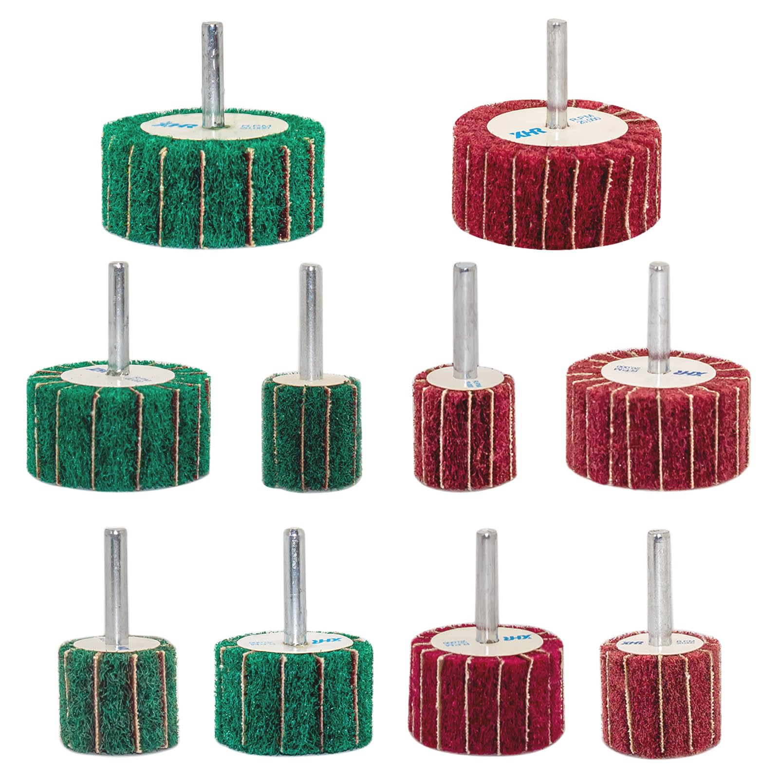 FEIHU 10 Stück Schleifmop set/Fächerschleifer/Lamellenschleifer,Vlies-Schleifmittel Polierscheiben, Polieren von Metall, Holz, Edelstahl Schaftdurchmesser: 6 mm