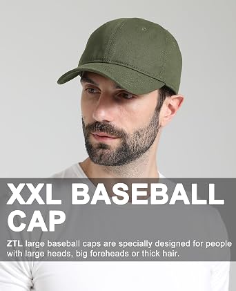 Oversize XL XXL Baseball Cap for Men Big Heads, Large Cotton Baseball Hat, Unstructured Plain Dad Cap Adjustable 23.5-26