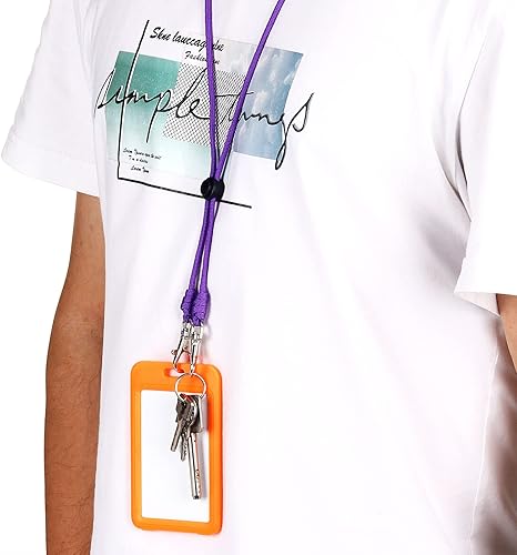 Miniatura 7 de PATIKIL Cordón para el cuello con gancho, cordones para insignias, correa larga ajustable, soporte para tarjetas de identificación, llaveros para
