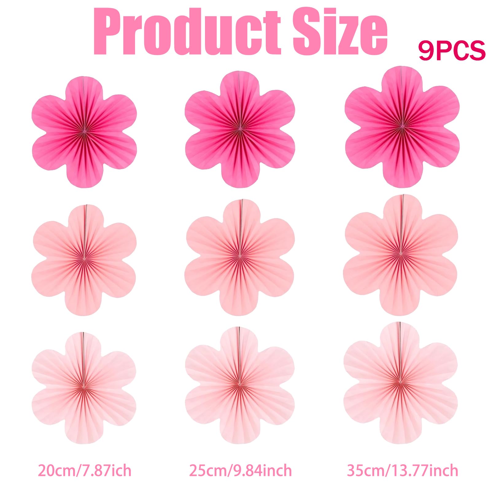 Fiori Di Carta Da Appendere - Set 9 Pezzi Decorazione Festa Matrimonio - Foto 8