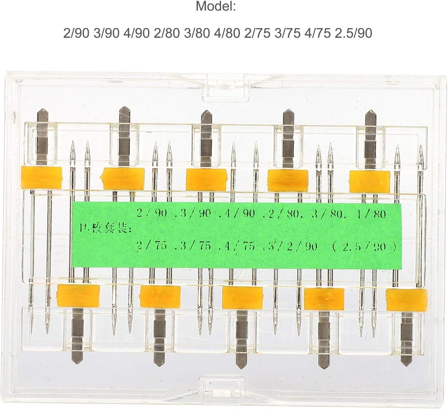 10-Piece Double Twin Needle Set for Household Sewing Machine, Mixed Sizes with Storage Box