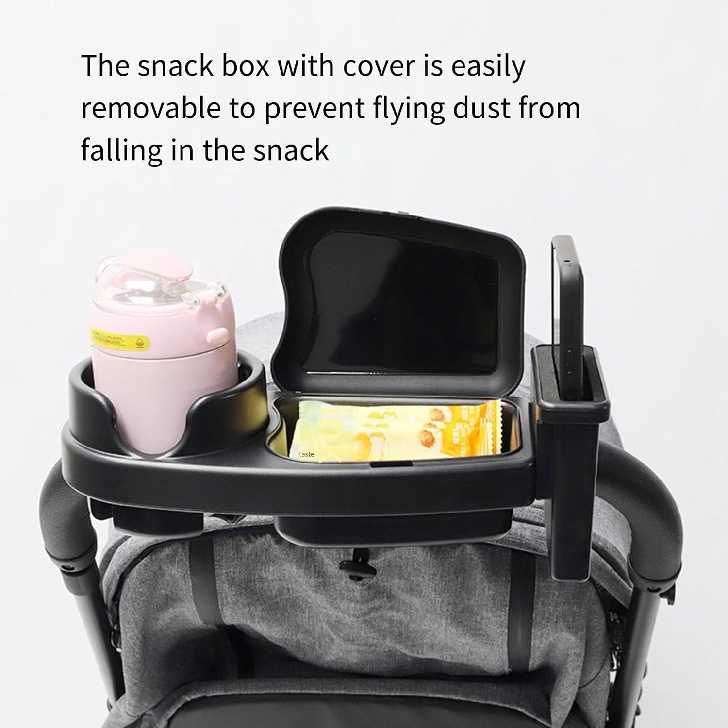 3 in 1 Baby Strollers Food Tray with Phone Holder Bottle Cup Holder Detachable Organizers Tray Flexible Arm Grips