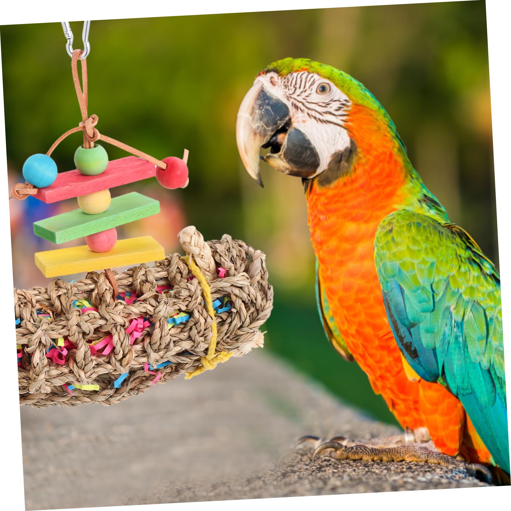 BESPORTBLE 3pièces Jouet Bois pour Oiseaux Jouet à Mâcher Suspendu pour Perruches Et Perroquets Accessoire De Jeu Tressée pour Éviter Ennui des Oiseaux De Compagnie
