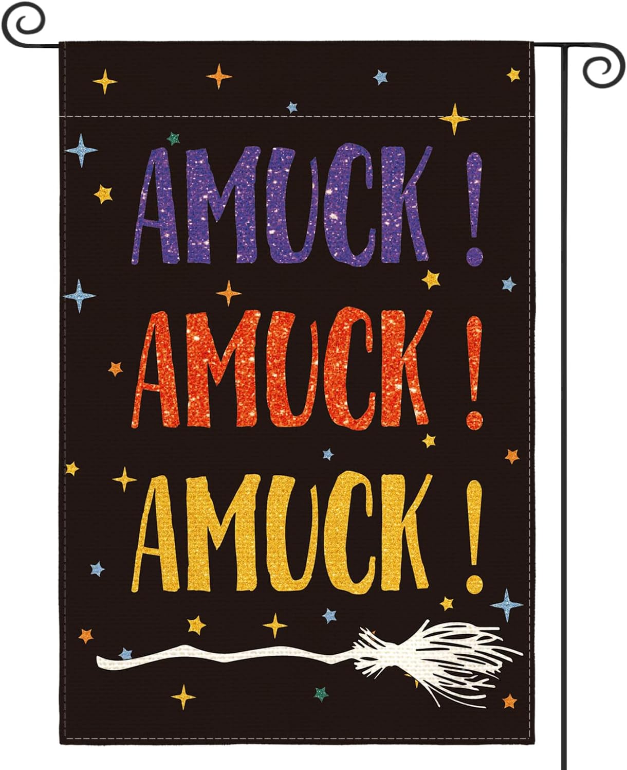 AVOIN colorlife Broom Amuck Halloween Garden Flag Double Sided, Holiday Yard Outdoor Decoration 12 x 18 Inch